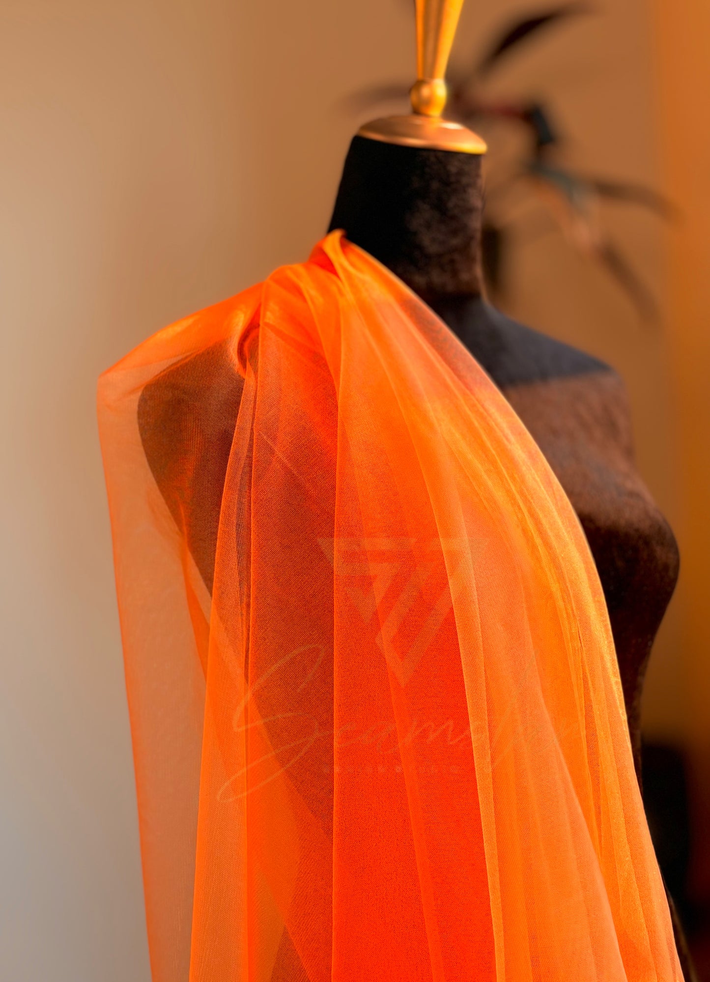 Nylon Tulle Fabric By The Yard - Orange