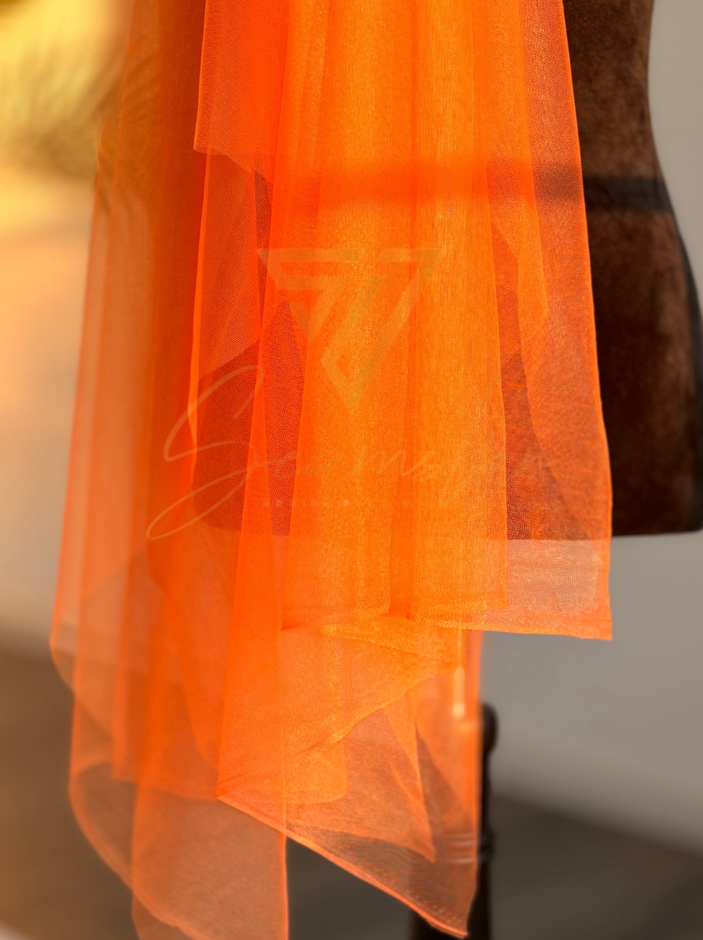 Nylon Tulle Fabric By The Yard - Orange