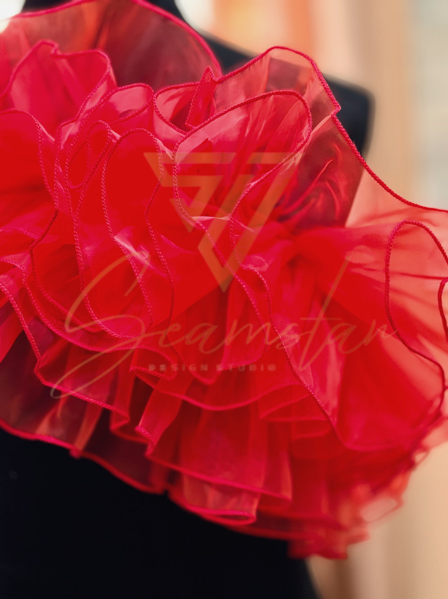 Pleated Ruffled Organza Lace Trim By The Yard - Red