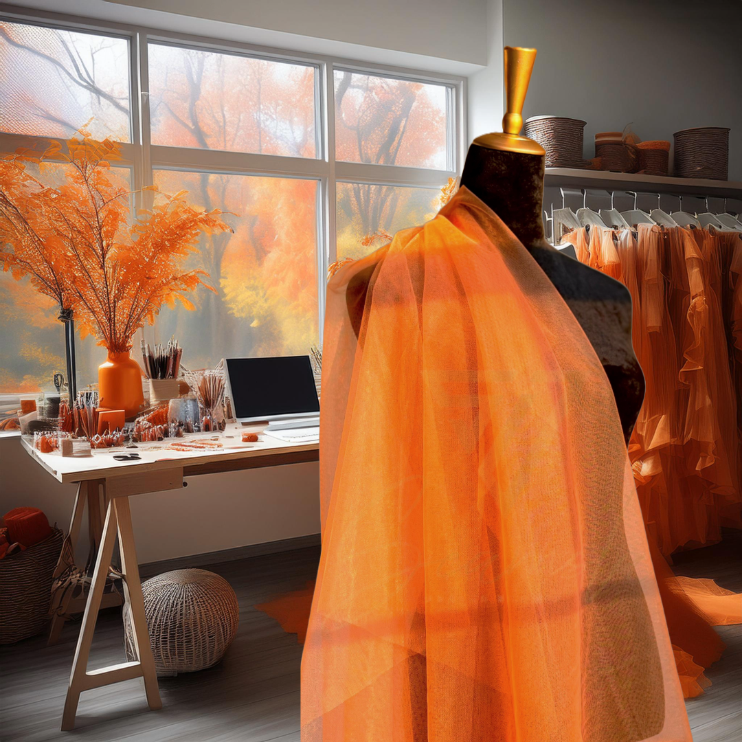 Nylon Tulle Fabric By The Yard - Orange