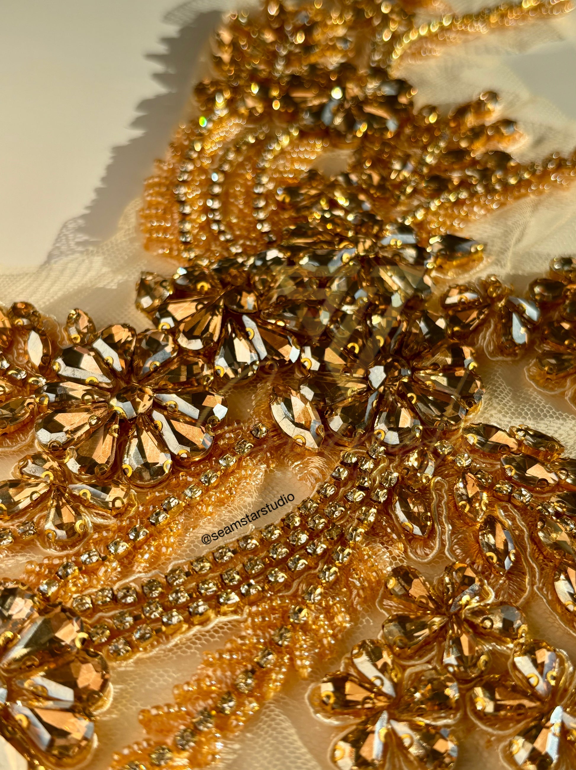 High-Quality Beaded Rhinestone Appliqués for Couture Design
